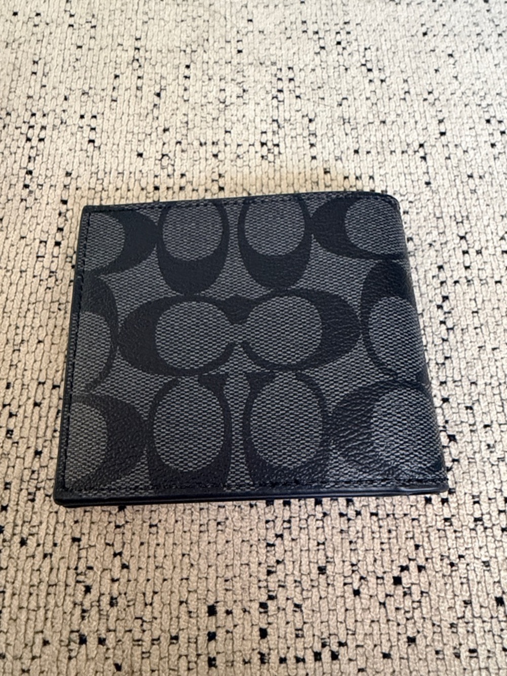 Coach Two-Tone Black Signature Canvas Bi-Fold Wallet - Picture 2 of 6